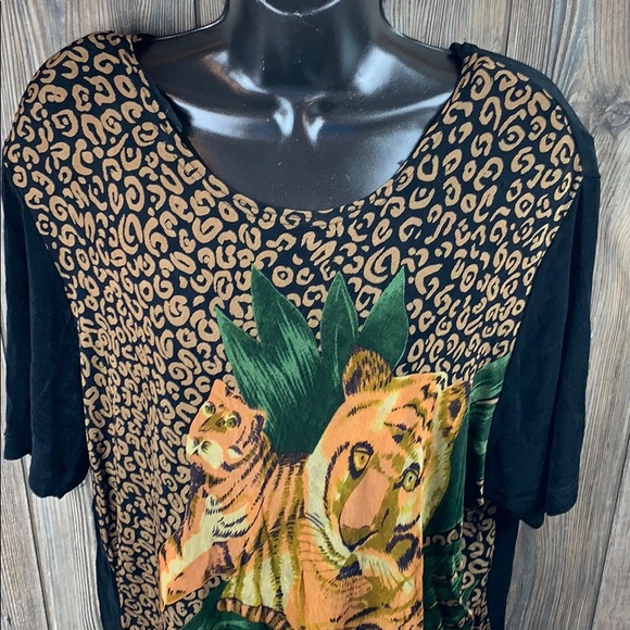Vintage Teddi Brand Top Tiger Woven Design Sz. 1X - Picture 8 of 8
